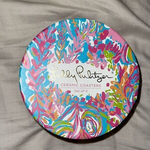 NWT Lilly Pulitzer set of 4 ceramic coasters scuba to Cuba,Shell Yea, oh shello!